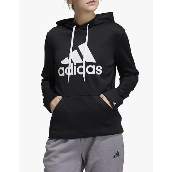 adidas Women's Game and Go Big Logo Hoodie, Black/Chalk White, Medium - Picture 1 of 4